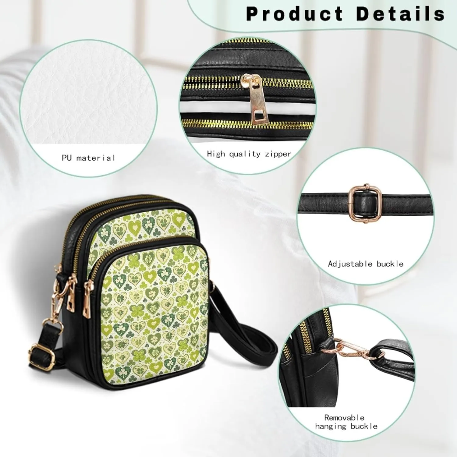 Crossbody Purses for Womens Multi Pocket Shoulder Purses Waterproof Crossbody Bag PU Leather Shoulder Satchel Bag