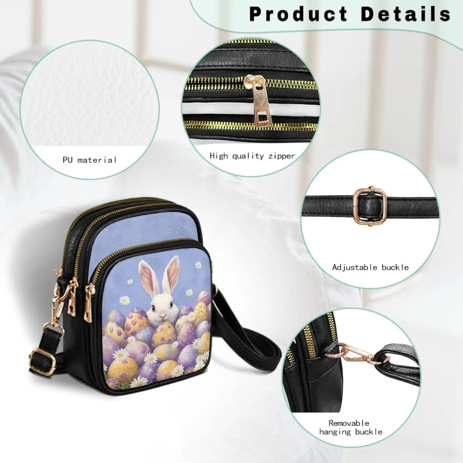 Crossbody Purses for Womens Multi Pocket Shoulder Purses Waterproof Crossbody Bag PU Leather Shoulder Satchel Bag