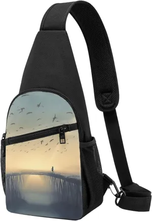 Crossbody Sling Backpack Sling Bag for Men Women Cross Chest Bag Shoulder Bag Bridges of Birds Travel Hiking Daypack