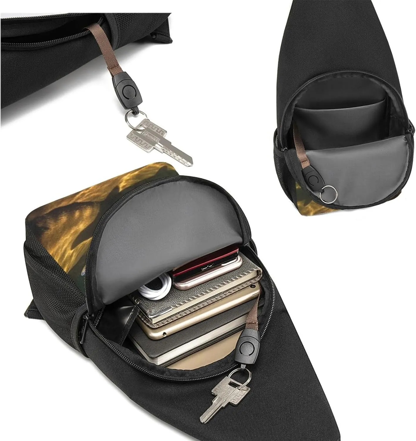 Crossbody Sling Backpack Sling Bag for Men Women Cross Chest Bag Shoulder Bag Brook Trout Fly Fishing Travel Hiking Daypack