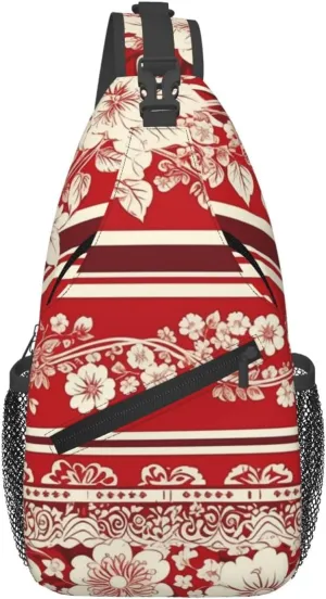 Crossbody Sling Backpack Sling Bag For Men Women Cross Chest Bag Shoulder Bag Cartoon Simple Flowers Travel Hiking Daypack