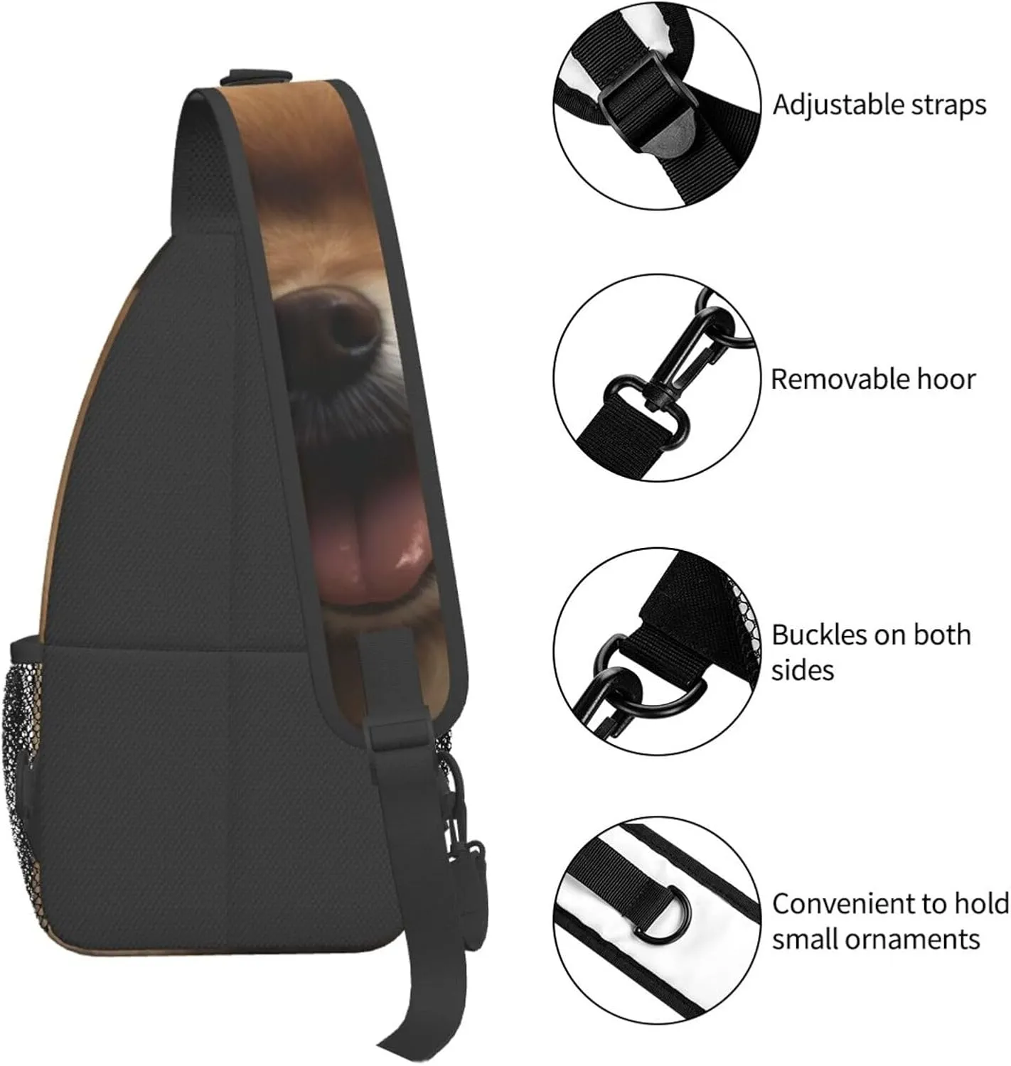Crossbody Sling Backpack Sling Bag For Men Women Cross Chest Bag Shoulder Bag Cute Pomeranian Travel Hiking Daypack