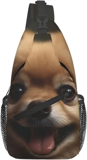 Crossbody Sling Backpack Sling Bag For Men Women Cross Chest Bag Shoulder Bag Cute Pomeranian Travel Hiking Daypack