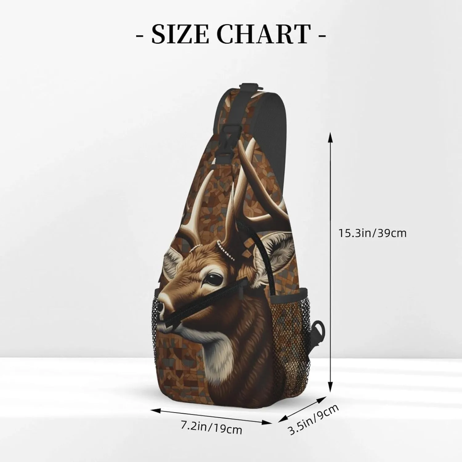 Crossbody Sling Backpack Sling Bag For Men Women Cross Chest Bag Shoulder Bag Deer On Brown Background Travel Hiking Daypack