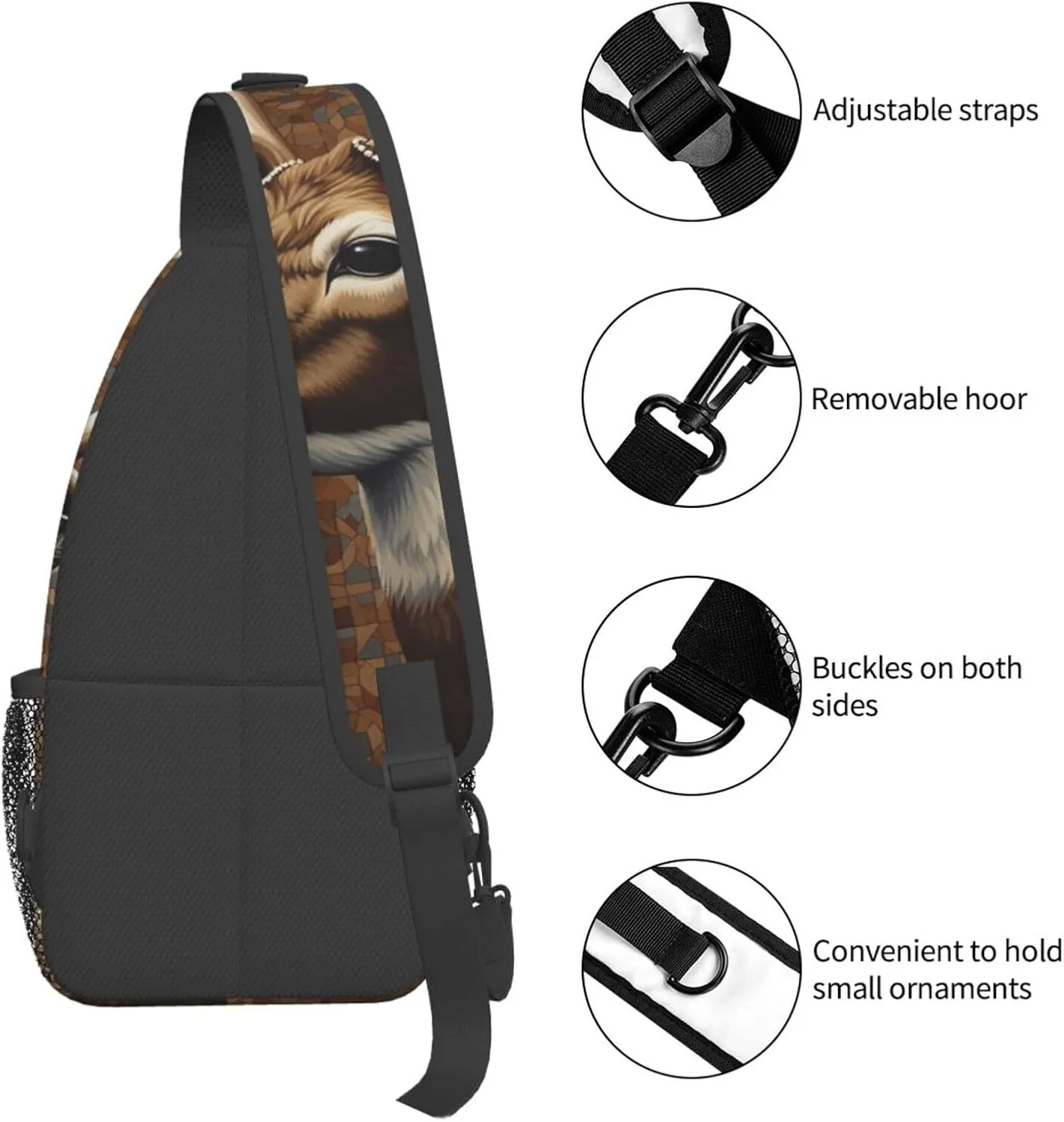 Crossbody Sling Backpack Sling Bag For Men Women Cross Chest Bag Shoulder Bag Deer On Brown Background Travel Hiking Daypack