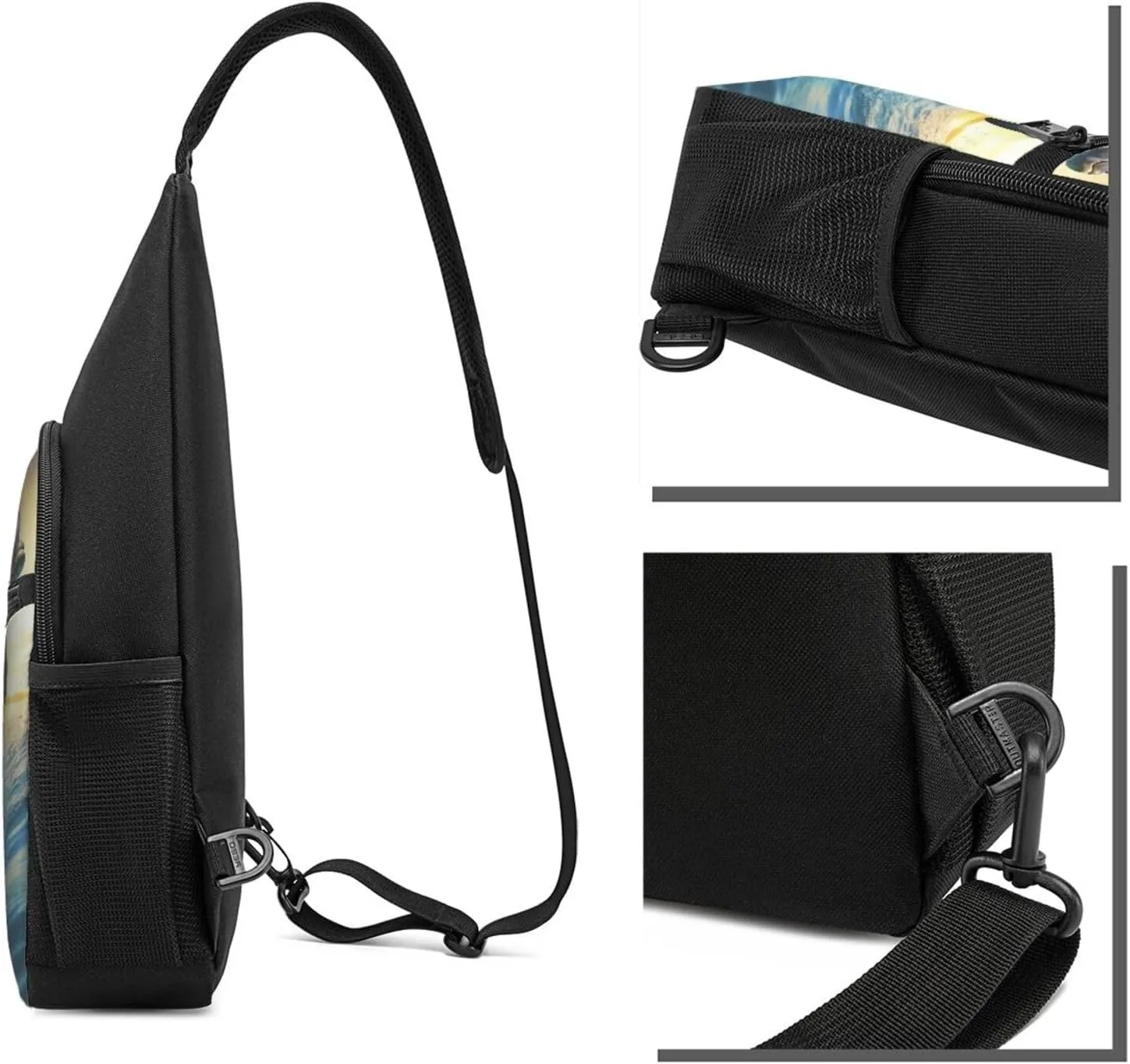 Crossbody Sling Backpack Sling Bag for Men Women Cross Chest Bag Shoulder Bag Dolphin Jumping Travel Hiking Daypack