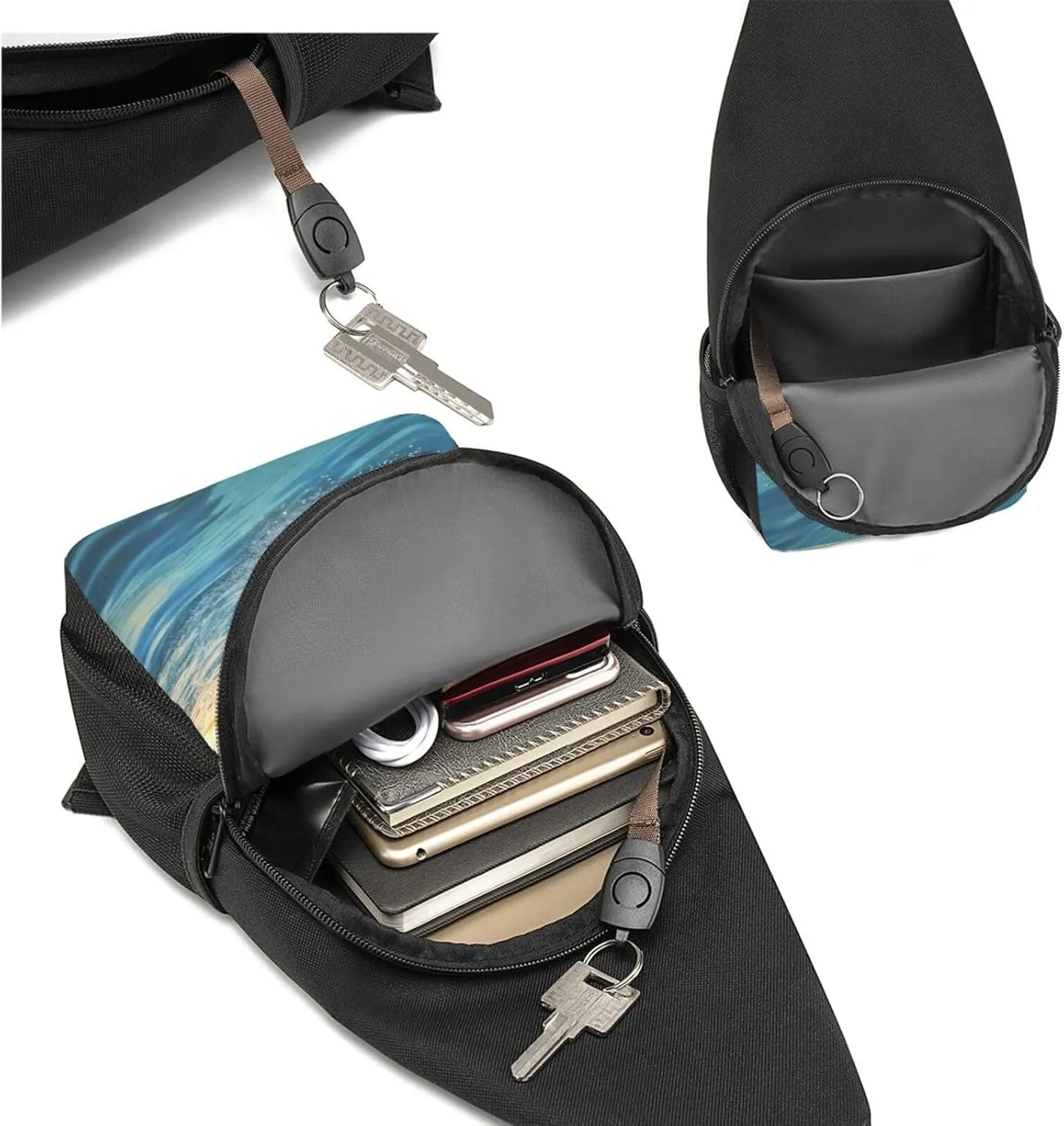 Crossbody Sling Backpack Sling Bag for Men Women Cross Chest Bag Shoulder Bag Dolphin Jumping Travel Hiking Daypack