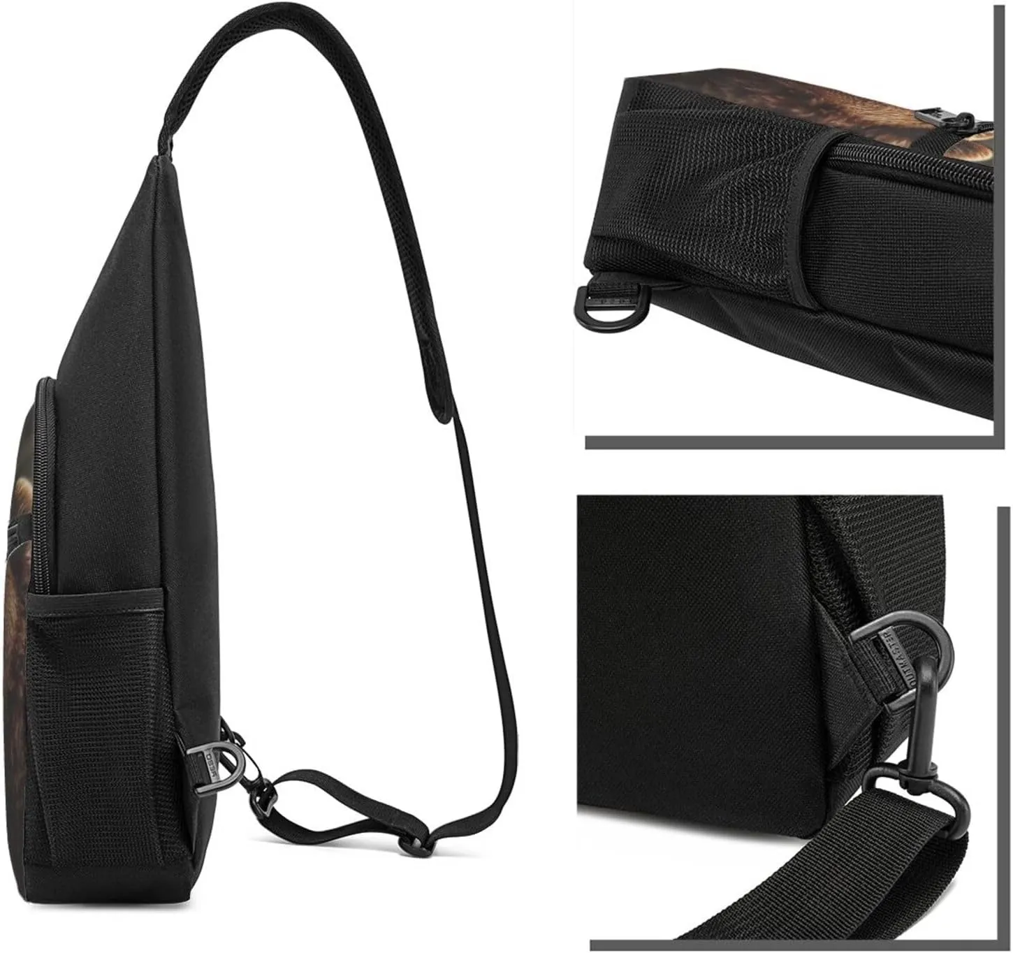 Crossbody Sling Backpack Sling Bag for Men Women Cross Chest Bag Shoulder Bag Grizzly Bear Travel Hiking Daypack
