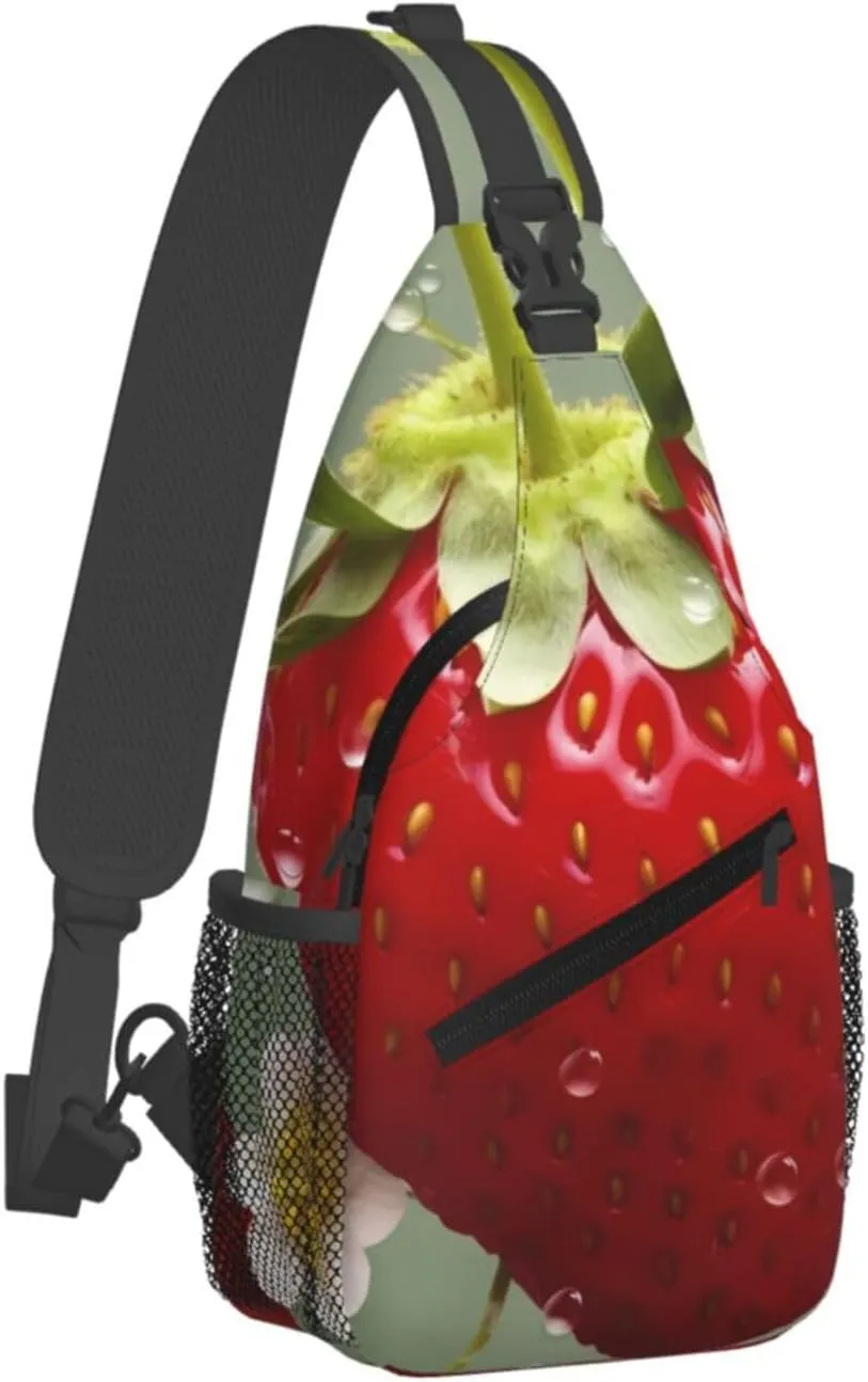 Crossbody Sling Backpack Sling Bag For Men Women Cross Chest Bag Shoulder Bag Lovely Strawberry Travel Hiking Daypack