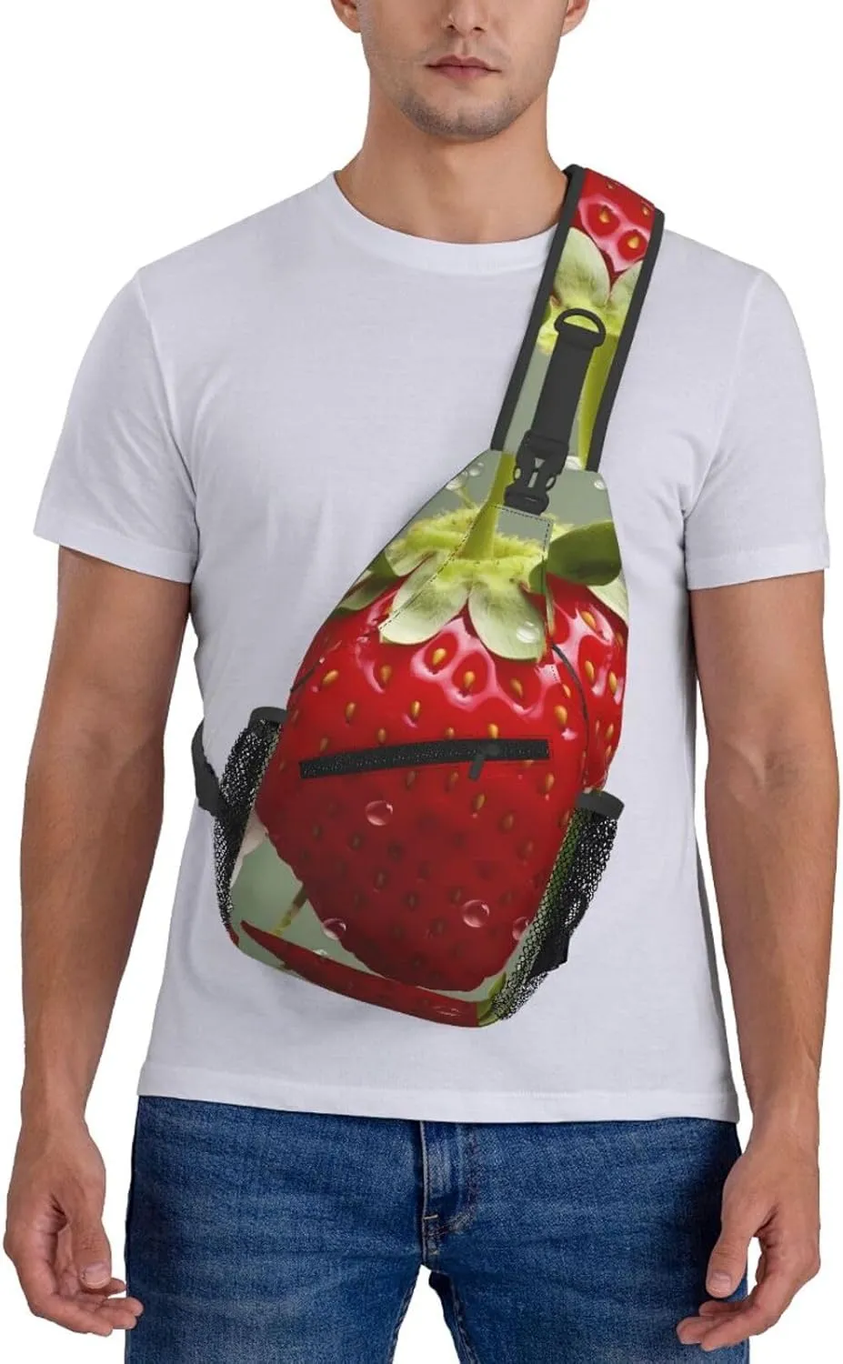 Crossbody Sling Backpack Sling Bag For Men Women Cross Chest Bag Shoulder Bag Lovely Strawberry Travel Hiking Daypack