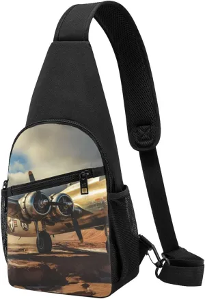 Crossbody Sling Backpack Sling Bag for Men Women Cross Chest Bag Shoulder Bag Military Airplane Girl Travel Hiking Daypack