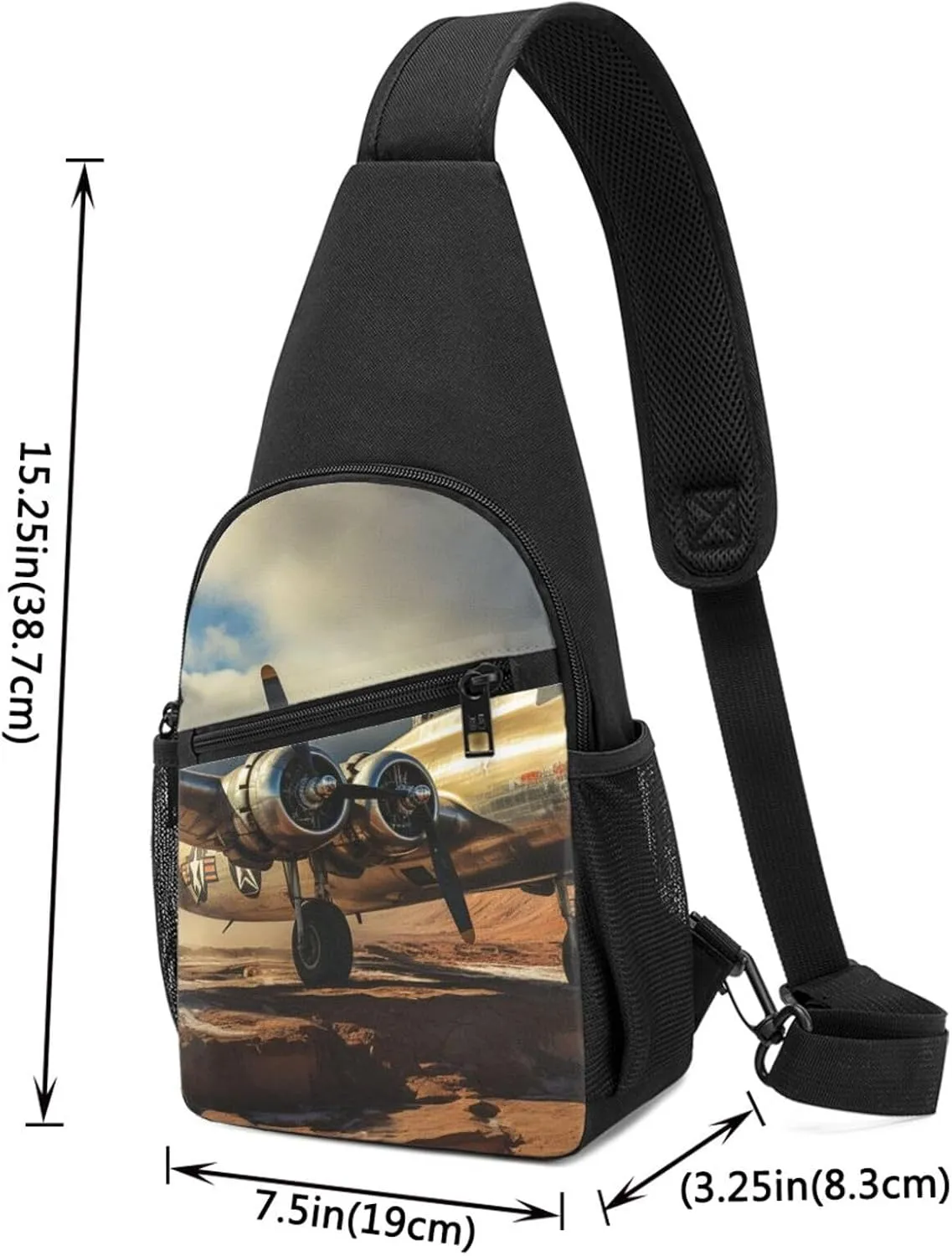 Crossbody Sling Backpack Sling Bag for Men Women Cross Chest Bag Shoulder Bag Military Airplane Girl Travel Hiking Daypack