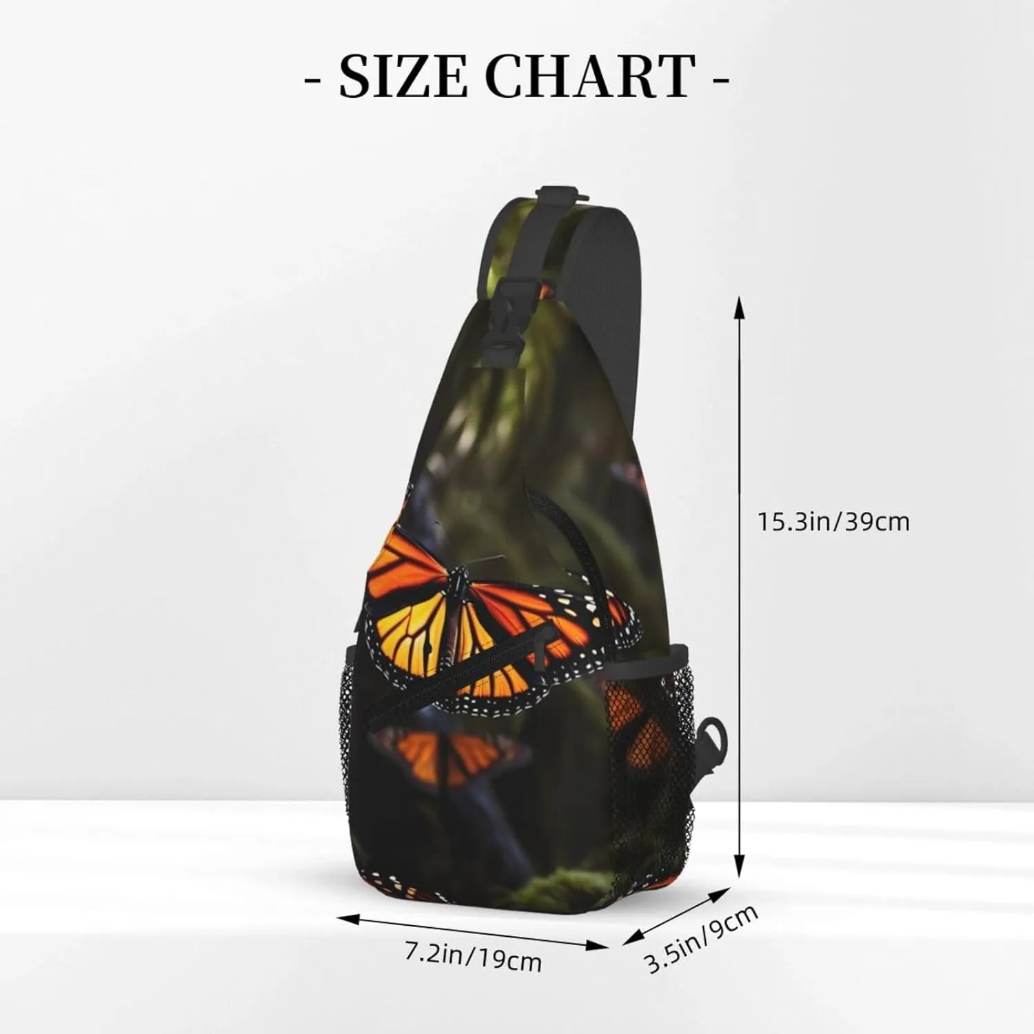 Crossbody Sling Backpack Sling Bag For Men Women Cross Chest Bag Shoulder Bag Monarch Butterflies Travel Hiking Daypack