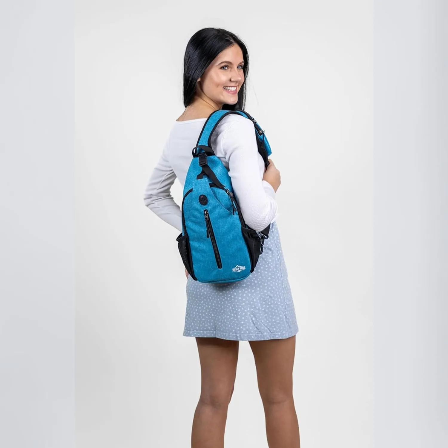 Crossbody Sling Bag – Anti-Theft Carryall Daypack Backpack with Adjustable Chest Strap for Travel or Hiking (Blue)