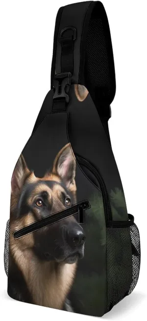 Crossbody Sling Bag German Shepherd Crossbody Bags Casual Chest Bag Lightweight Fanny Packs Sling Purses with Adjustable Shoulder Strap for Travel Sport Running Hiking