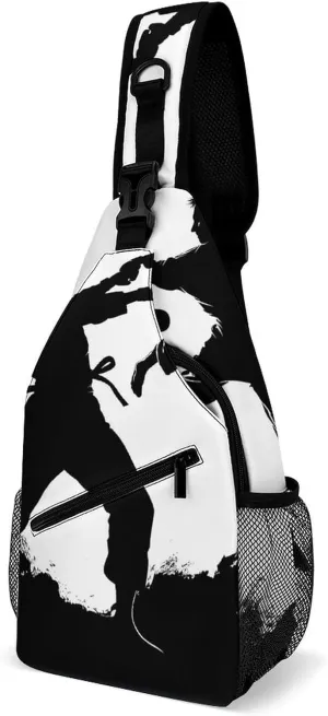 Crossbody Sling Bag Kickboxing Crossbody Bags Casual Chest Bag Lightweight Fanny Packs Sling Purses with Adjustable Shoulder Strap for Travel Sport Running Hiking