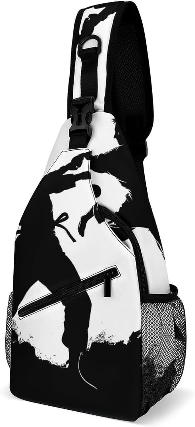 Crossbody Sling Bag Kickboxing Crossbody Bags Casual Chest Bag Lightweight Fanny Packs Sling Purses with Adjustable Shoulder Strap for Travel Sport Running Hiking