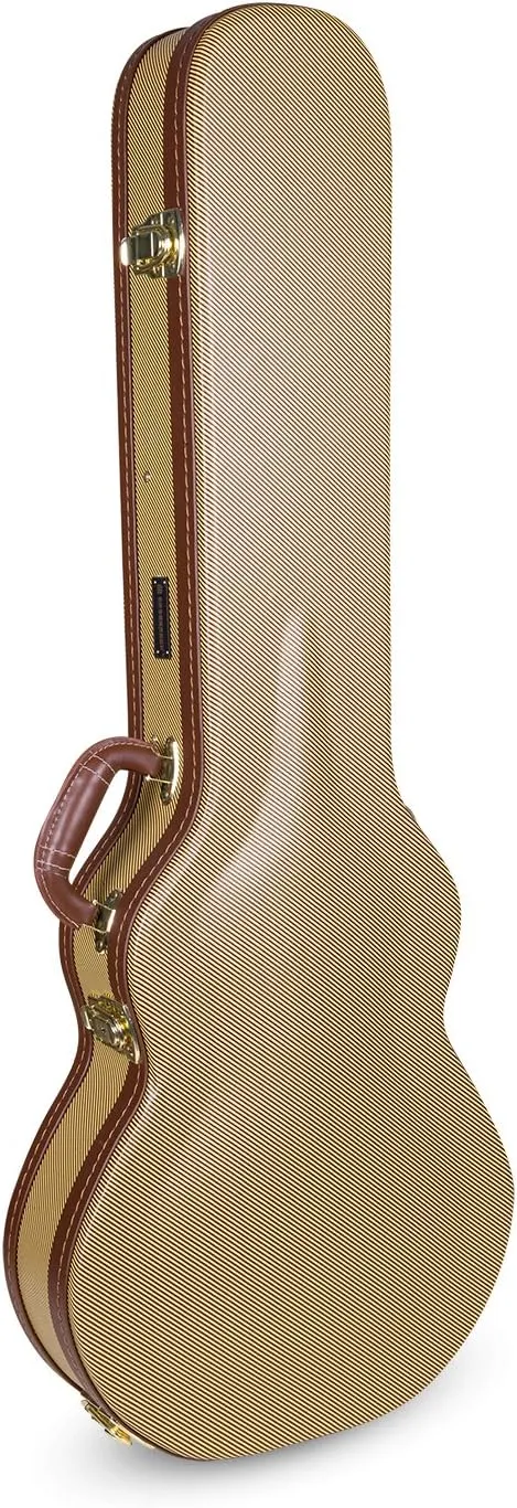 Crossrock Hardshell Arch Top Wooden Multi-ply Wooden Electric Guitar Case, Les Paul Body Style in Vinyl Tweed