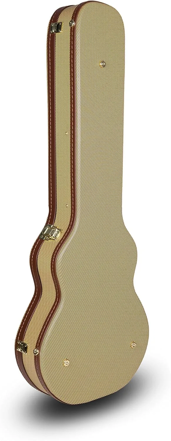 Crossrock Hardshell Arch Top Wooden Multi-ply Wooden Electric Guitar Case, Les Paul Body Style in Vinyl Tweed