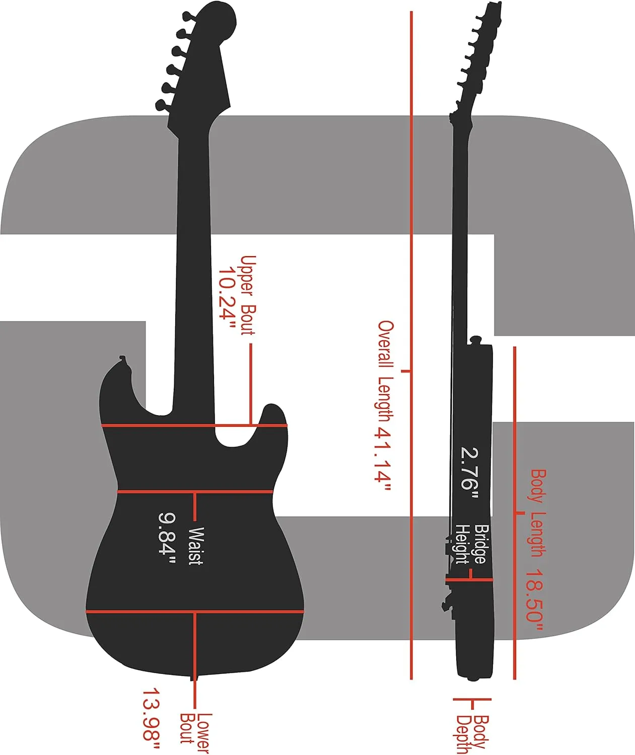 Crossrock Shaped Electric Guitar Case, For Telecaster and Stratocaster Style, Black (CRW600STBK)