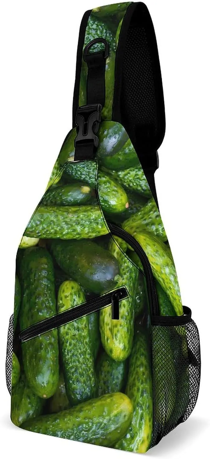 Cucumbers Casual Sling Bag Backpack Travel Shoulder Chest Crossbody Bags Adjustable Daypack Unisex