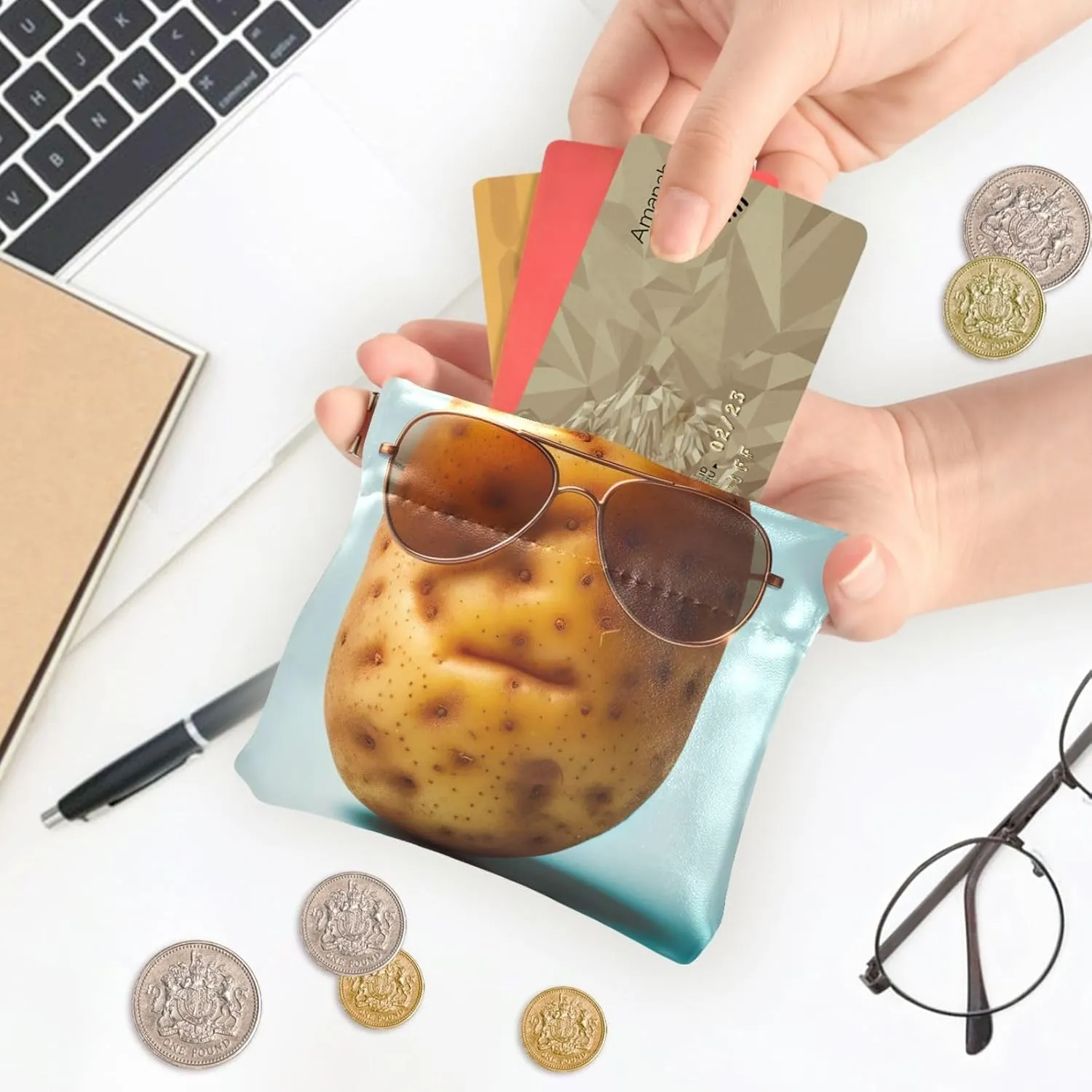 Custom Coin Purse for Women Leather Cool Potato Funny Squeeze Card Change Purse Wallet