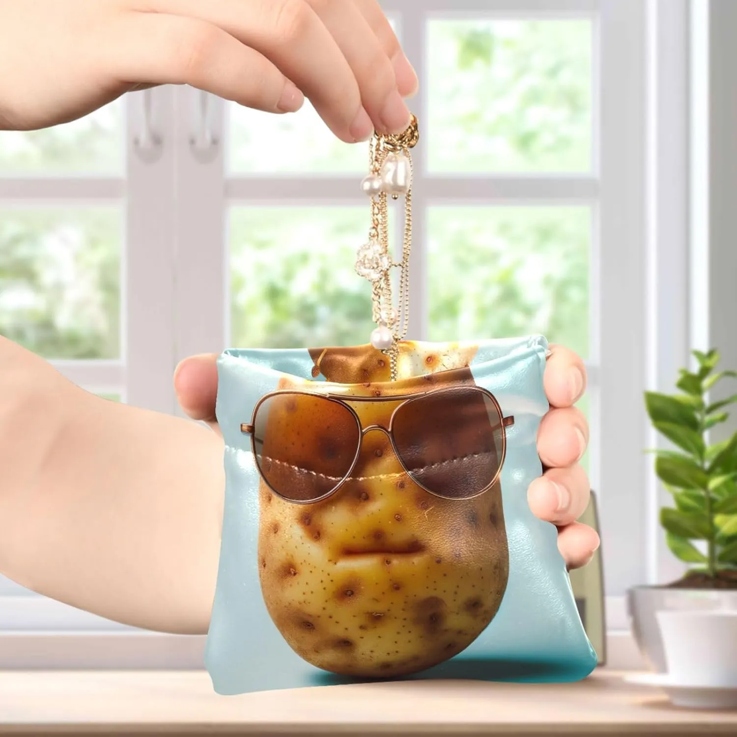 Custom Coin Purse for Women Leather Cool Potato Funny Squeeze Card Change Purse Wallet