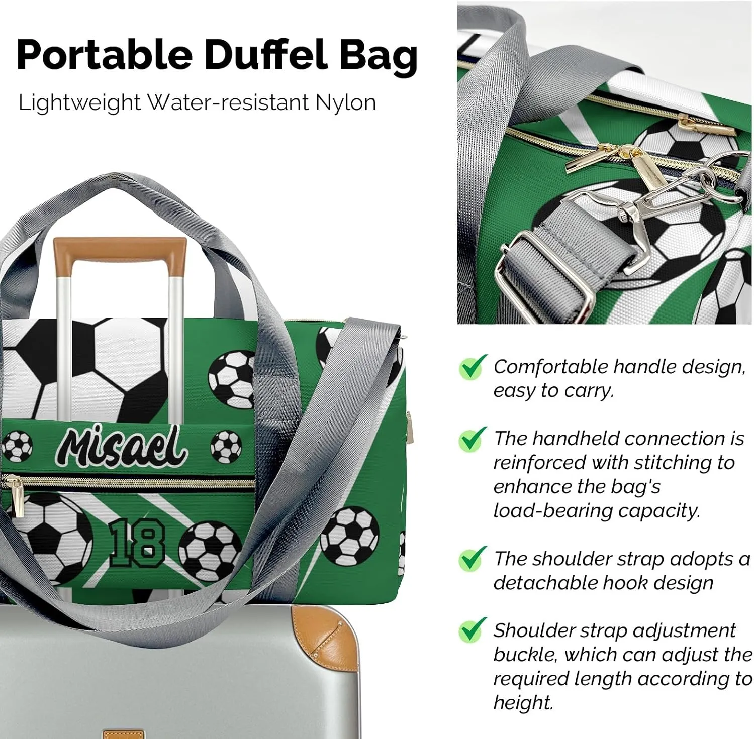 Custom Duffel Bag Sport Travel Bags Soccer Team Player Carry On Luggage Bags Personalized Duffle Bag Gifts