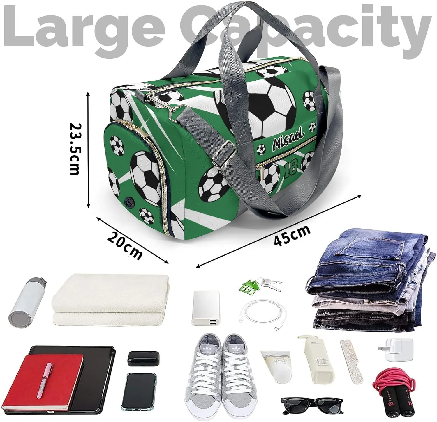 Custom Duffel Bag Sport Travel Bags Soccer Team Player Carry On Luggage Bags Personalized Duffle Bag Gifts