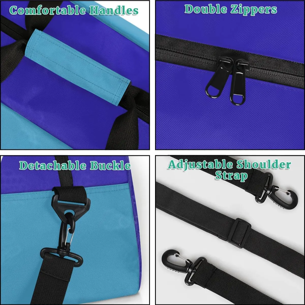 Custom Monogram Letter Initial Sport Duffel Bags Personalized Name Gym Bags Overnight Carry On Weekender Bags Dance Bags, Blue Light Blue