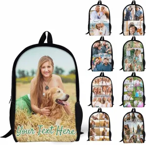 Custom Personalized Backpack Customize Image Photo Text Name Logo Laptop Bag Causul Daypack (8 Photos)