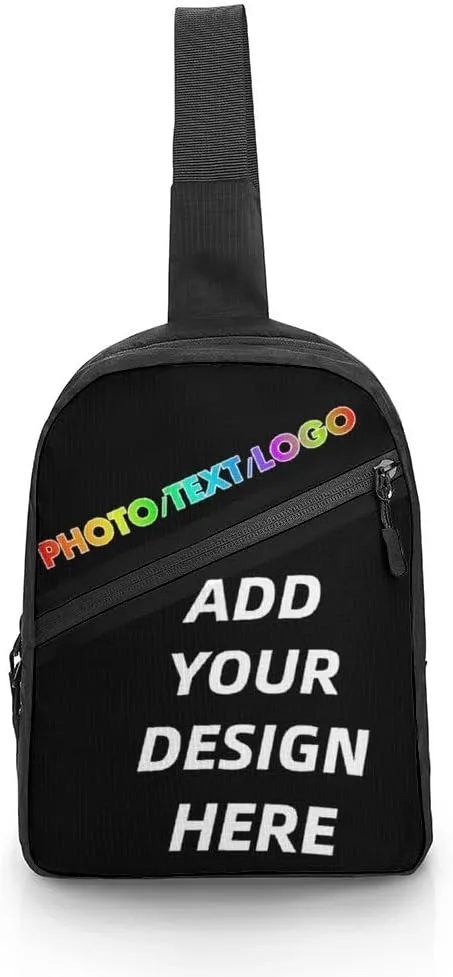 Custom Sling Bag with Photo/Text, Personalized Crossbody Bag Chest Bag Crossbody Bag for Running Travel Hiking