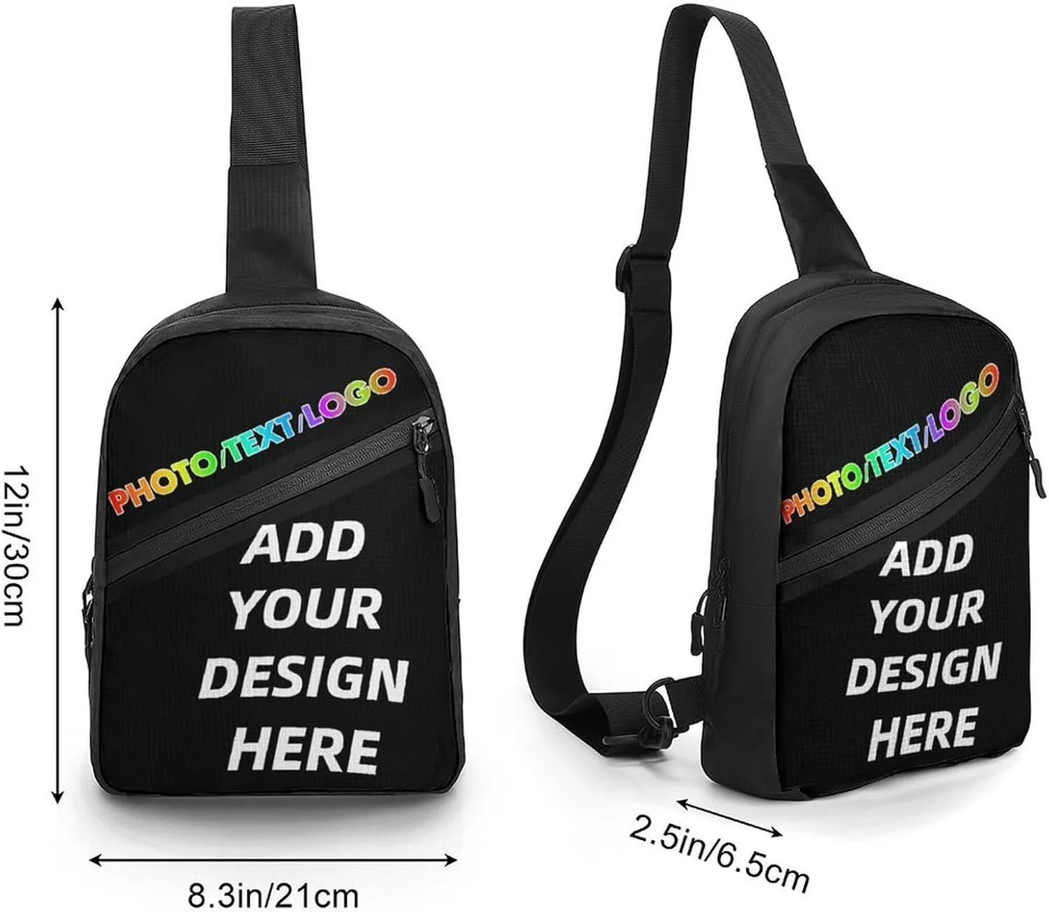 Custom Sling Bag with Photo/Text, Personalized Crossbody Bag Chest Bag Crossbody Bag for Running Travel Hiking