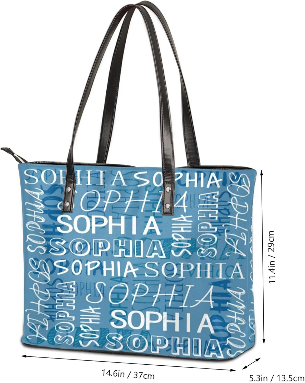 Custom Women's Tote Bag, PU Leather Personalized Shoulder Beach Bags Weekender Bag Shopper Handbag