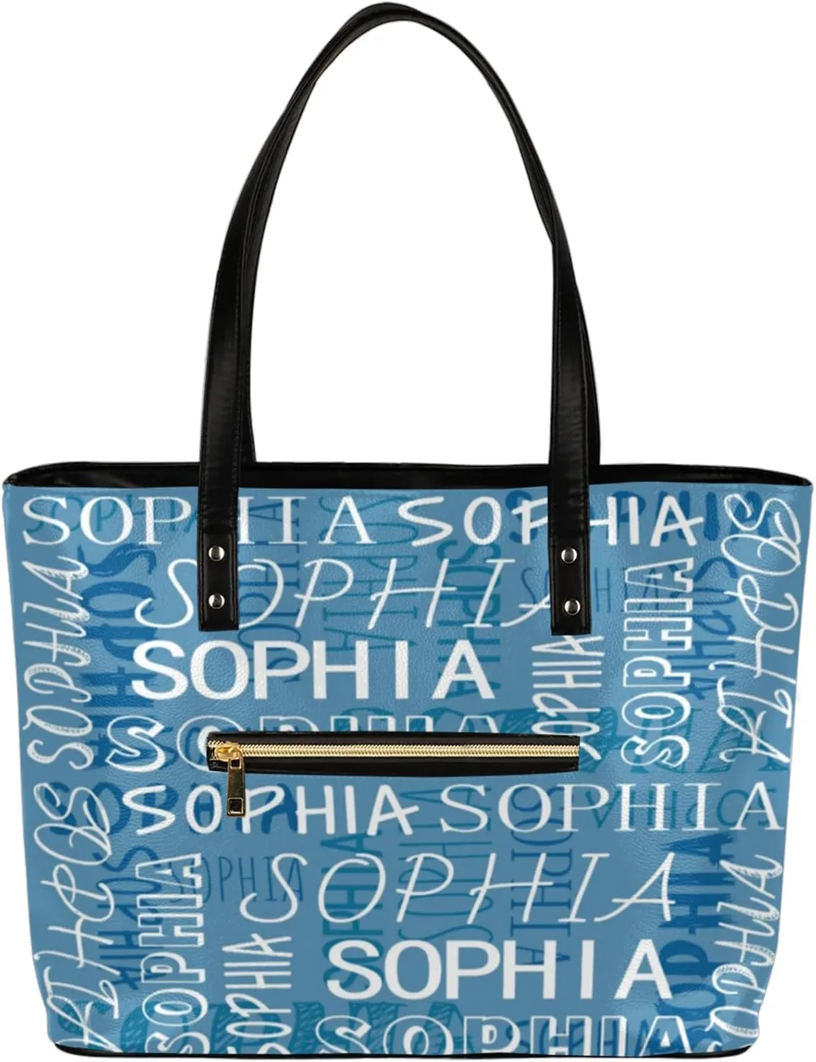 Custom Women's Tote Bag, PU Leather Personalized Shoulder Beach Bags Weekender Bag Shopper Handbag
