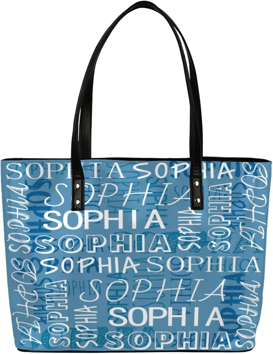 Custom Women's Tote Bag, PU Leather Personalized Shoulder Beach Bags Weekender Bag Shopper Handbag