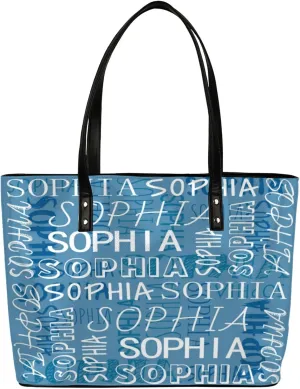 Custom Women's Tote Bag, PU Leather Personalized Shoulder Beach Bags Weekender Bag Shopper Handbag