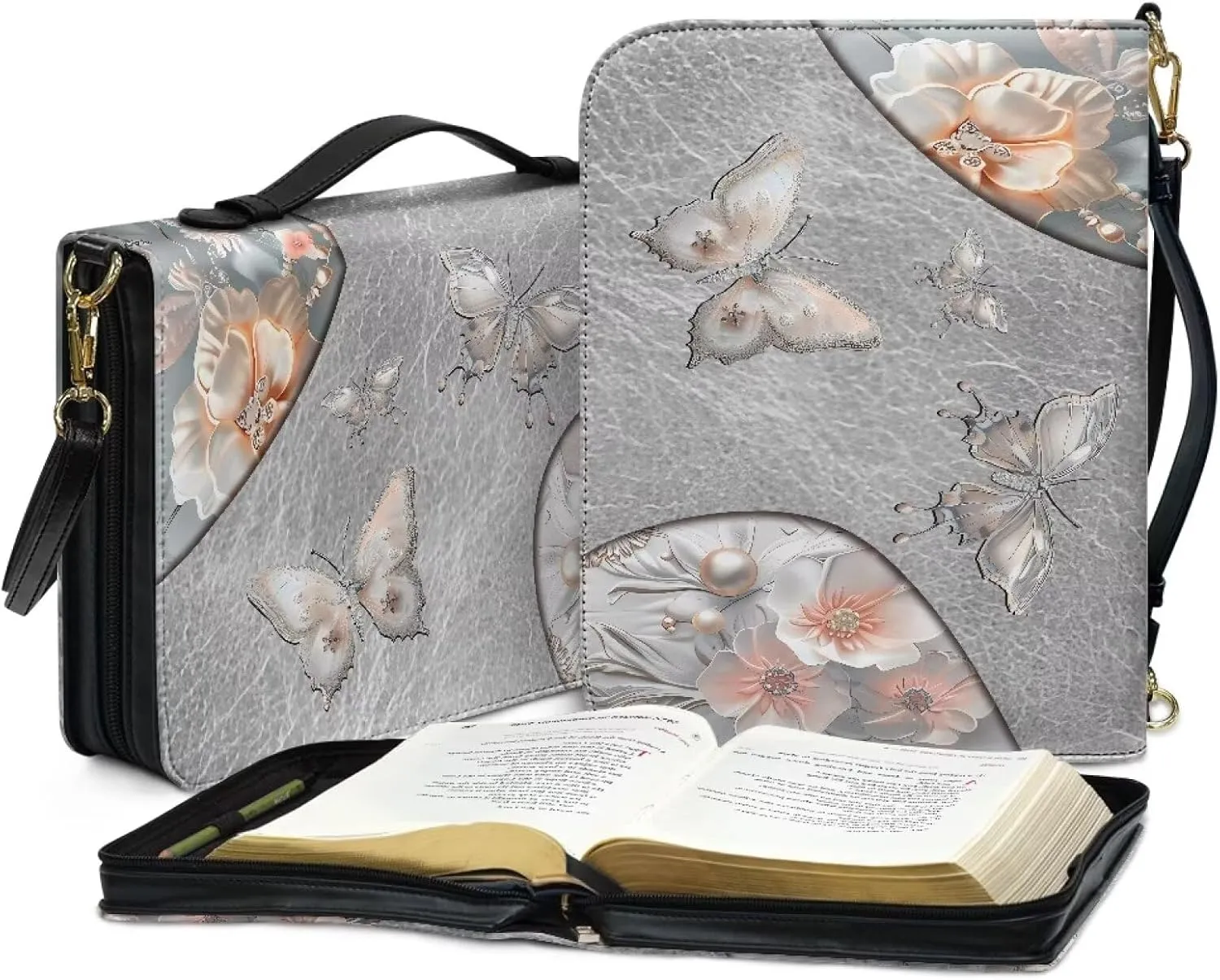 Customization PU Leather Bible Cover with Strap Church Book Cover,Carrying Book Case Crossbody Bag Bible Protective