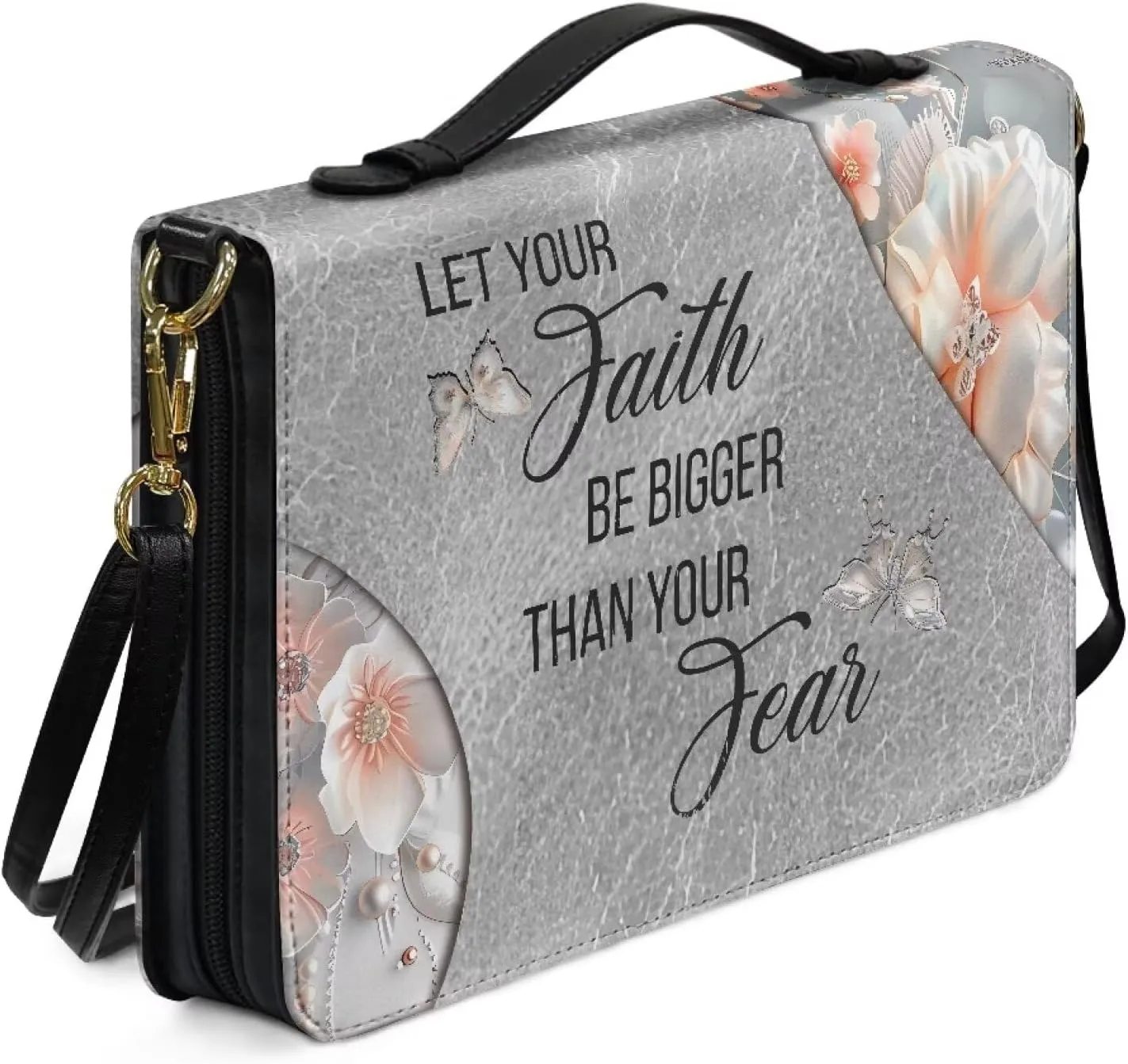 Customization PU Leather Bible Cover with Strap Church Book Cover,Carrying Book Case Crossbody Bag Bible Protective