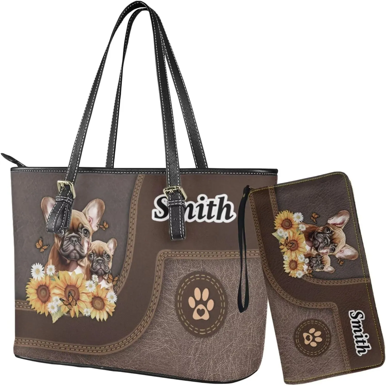 Customized Women Handbags Wallet Sets Leather Shoulder Bags Top Handle Satchel Tote Bag with Matching Wallet