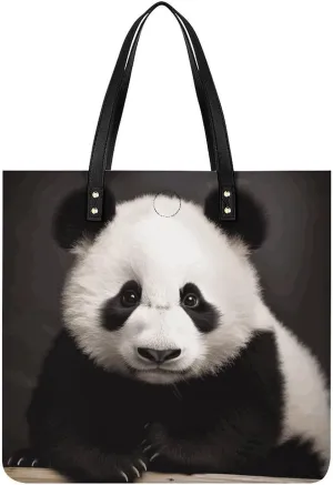 Cute Black And White Panda Tote Bag Durable Water-Resistant Handbags Lightweight Tote for Travel Work Book