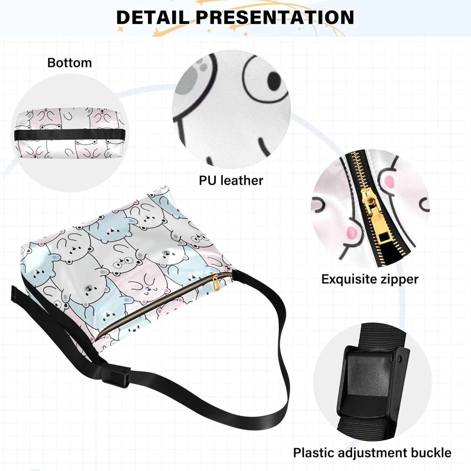 Cute Bulldog Hobo Leather Bags for Women Large Crossbody Purse Stylish Animal Print Shoulder Handbag Purse