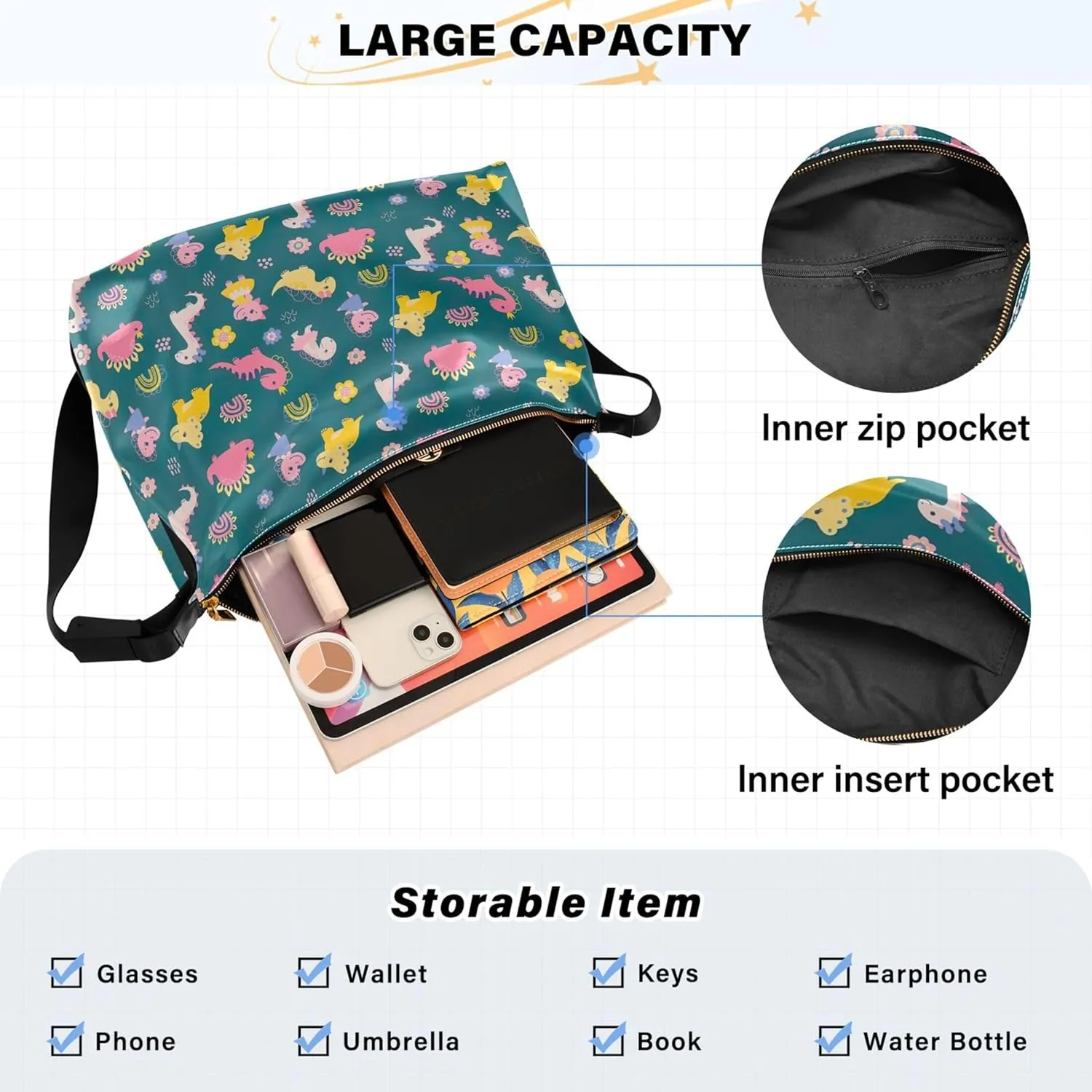 Cute Bulldog Hobo Leather Bags for Women Large Crossbody Purse Stylish Animal Print Shoulder Handbag Purse