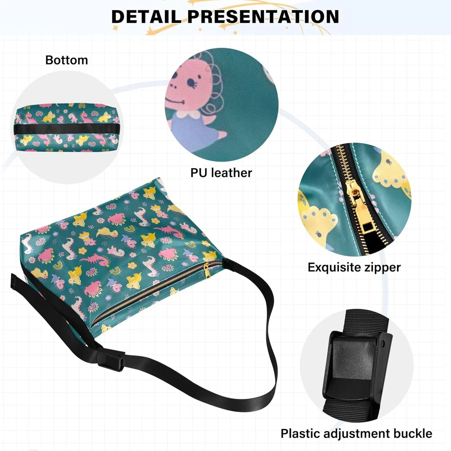 Cute Bulldog Hobo Leather Bags for Women Large Crossbody Purse Stylish Animal Print Shoulder Handbag Purse