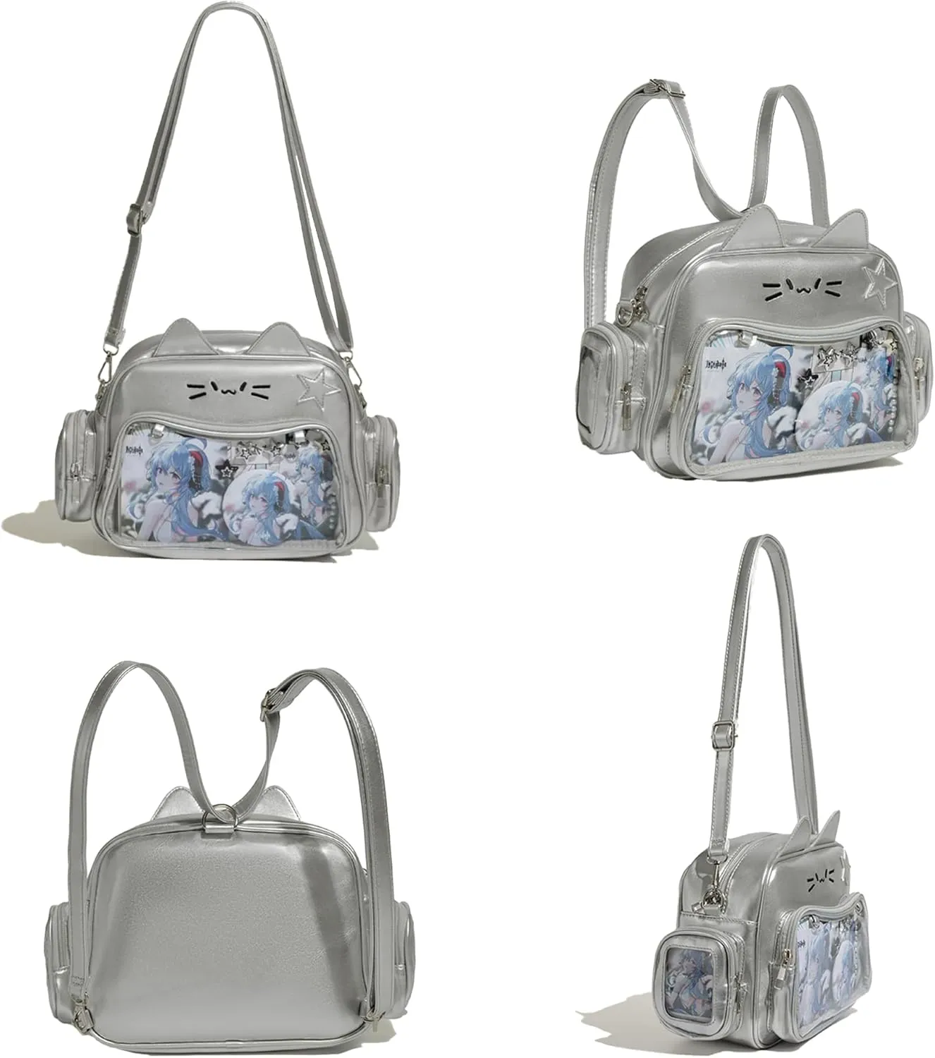 Cute Cat ita bag ita backpack crossbody bag for Y2K Aesthetic pin display with insert
