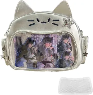 Cute Cat ita bag ita backpack crossbody bag for Y2K Aesthetic pin display with insert