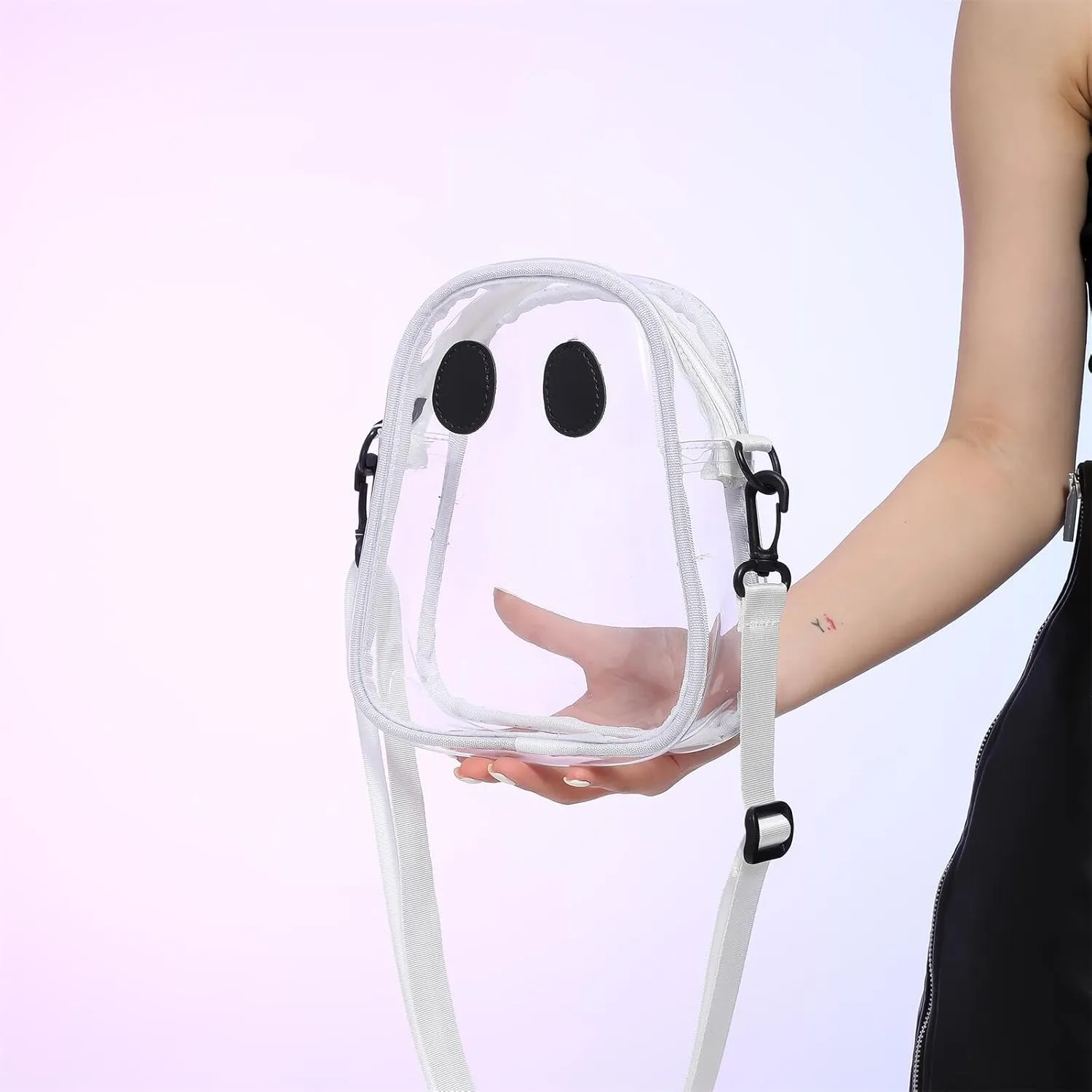 Cute Ghost Clear Purse,Clear Bag For Stadium Events,Stadium Approved Crossbody Bag Purses for Women Adjustable Strap