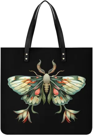 Cute Moth Beautiful Butterfly Insect Top Handle Satchel Handbags PU Leather Tote Bags Shoulder Bags for Women