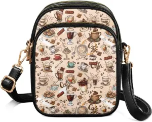 Cute Pattern Crossbody Bag for Women Multi-Pocket Leather Cross Body Bag with Adjustable Strap