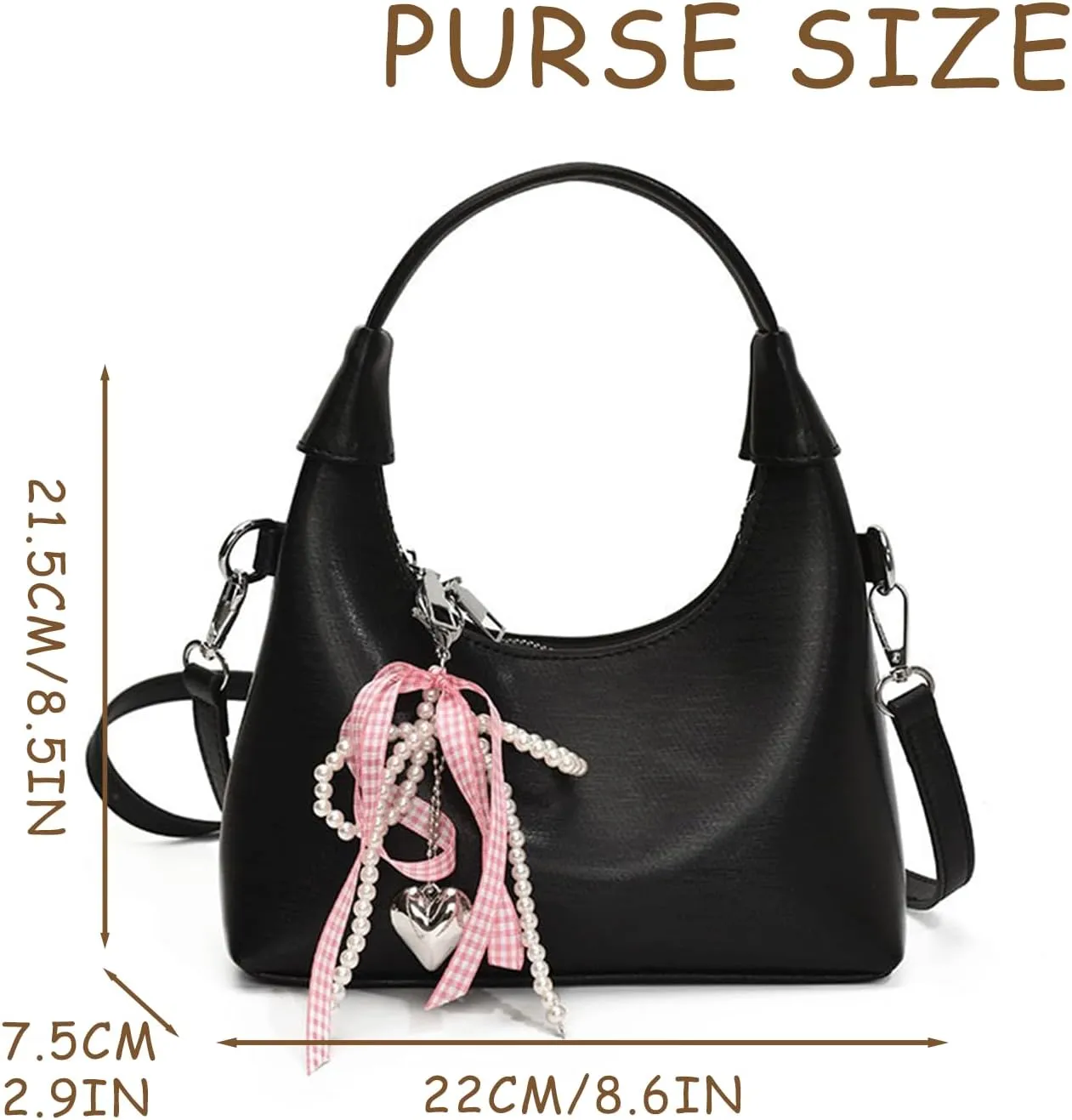 Cute Purse Small Hobo Bag Bow Pearl Charm Y2k Mini Purses Retro Classic Elegance Luxurious and Vintage Handbag
